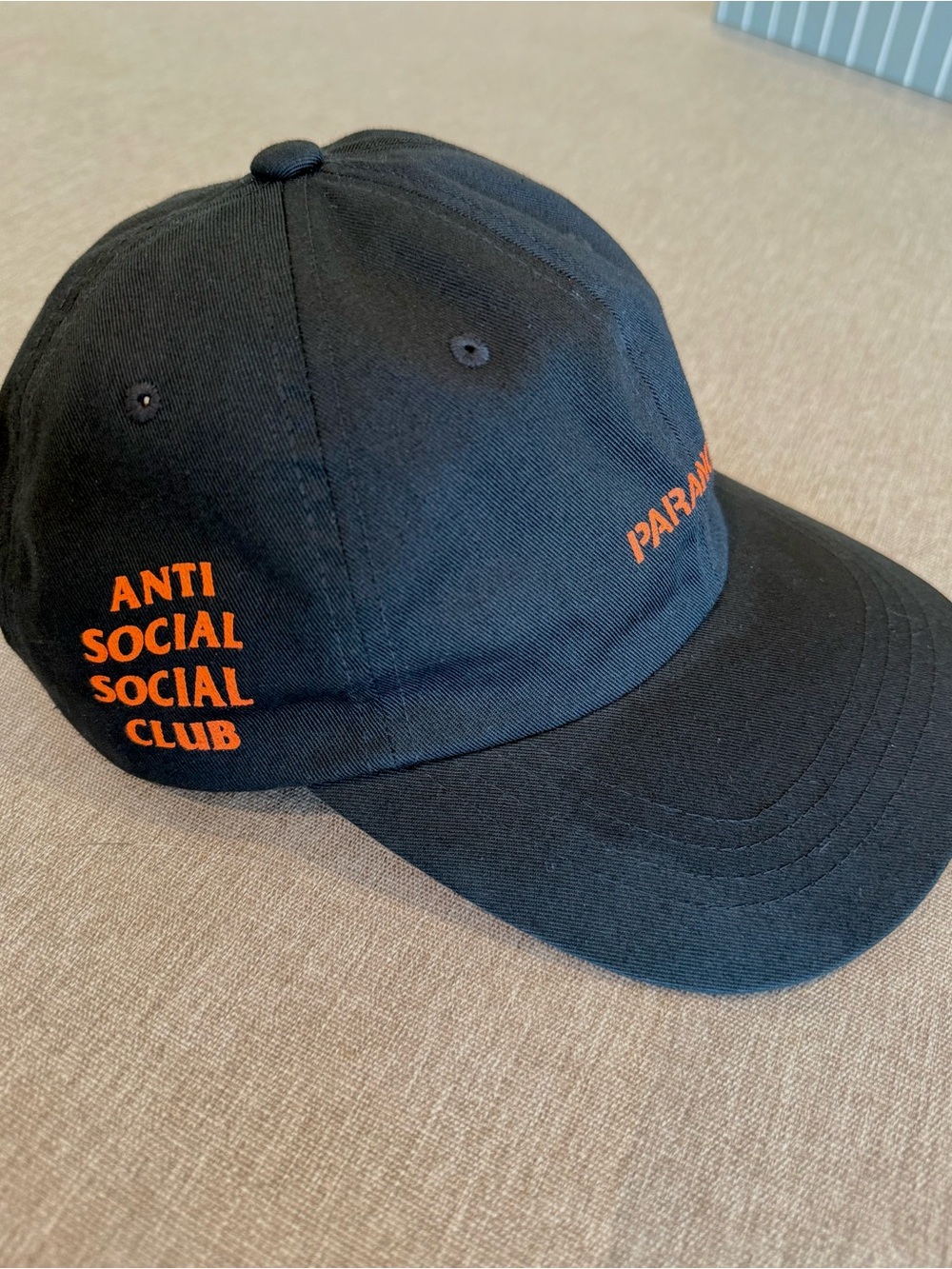 Anti Social Social Club Black Cap with Orange Logo